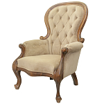 Кресло с мягкой обивкой из светло-коричневого велюра на 4-х деревянных ножках Evelyn Classical Armchair варинант исполнения - 3 | Loft Concept в Костроме