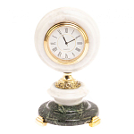 Часы настольные бронзовые из натуральных камней Мрамор и Змеевик Stone Clock варинант исполнения - 7 | Loft Concept в Костроме