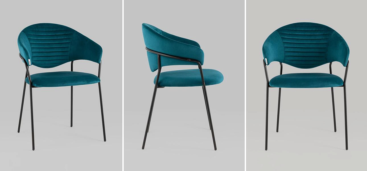 Стул Alexis Chair Сине-Зеленый Велюр Стул Alexis Chair Сине-Зеленый Велюр - Loft-Concept в Костроме