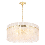 Люстра подвесная круглая с прозрачными рельефными стеклянными вставками и золотым основанием Textured Glass Chandelier варинант исполнения - 3 | Loft Concept в Костроме