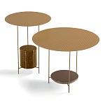 Дизайнерский круглый кофейный стол из металла с мраморным декором PANNA COTTA Coffee Table варинант исполнения - 6 | Loft Concept в Костроме