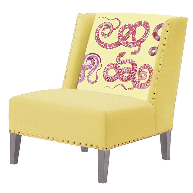 FUN Armchair Snakes yellow Дизайнерское кресло с цветным принтом Желтый FUN Armchair Snakes yellow Дизайнерское кресло с цветным принтом Желтый в Костроме | Loft Concept