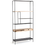 Металлический стеллаж с деревянными полками и ящиками Menzie Metal Wood Rack варинант исполнения - 2 | Loft Concept в Костроме