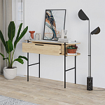 Консоль напольная деревянная с выдвижным ящиком и 2-мя полками со столешницей цвета белый мрамор OTIS CONSOLE OAK варинант исполнения - 2 | Loft Concept в Костроме