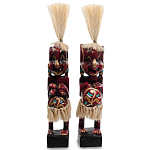 Комплект из 2-х деревянных статуэток Asmat Straw Headdress Statuettes Red Tattoo варинант исполнения - 1 | Loft Concept в Костроме