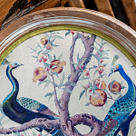 Барный стул из массива бука с изображением птиц и цветов  Beige Green Chinoiserie Garden Chair варинант исполнения - 4 | Loft Concept в Костроме