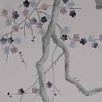 Обои ручная роспись Plum Blossom Special Colourway on Lilac Hint dyed silk варинант исполнения - 3 | Loft Concept в Костроме