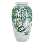 Ваза высокая с зелеными цветочными и птичьими мотивами Vase Inspired by Nature варинант исполнения - 1 | Loft Concept в Костроме