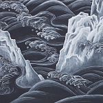 Обои ручная роспись Matsushima Waves Roka on Edo Night painted silk варинант исполнения - 2 | Loft Concept в Костроме