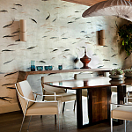 Обои ручная роспись Fishes Blue Pearl on Tarnished Silver gilded silk with pearlescent antiquing варинант исполнения - 4 | Loft Concept в Костроме