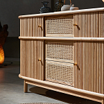 Дизайнерский комод овальный с фактурным фасадом и вставками из плетеных элементов Ambar варинант исполнения - 3 | Loft Concept в Костроме