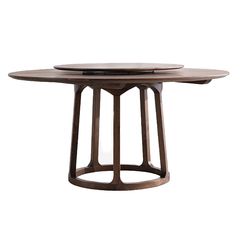 Стол обеденный круглый с поворотной столешницей Walnut Wood Table Орех Стол обеденный круглый с поворотной столешницей Walnut Wood Table Орех в Костроме | Loft Concept