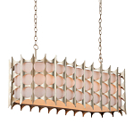 Люстра овальной формы с фактурным серебряным каркасом и тканевым абажуром Silver Honeycomb варинант исполнения - 1 | Loft Concept в Костроме