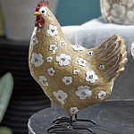 Статуэтка курица с белым цветочным узором и металлическими ножками Rustic Chicken варинант исполнения - 3 | Loft Concept в Костроме