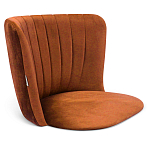 Барный стул со спинкой на 4-х деревянных ножках Оранжевый Велюр Ava Charm варинант исполнения - 3 | Loft Concept в Костроме