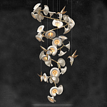 Люстра каскадная из белых цветов каллы и птичек Refined Taste of Light варинант исполнения - 1 | Loft Concept в Костроме