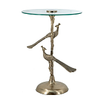 Столик с круглой стеклянной столешницей и корпусом в виде двух павлинов на ветке Table Two Peacocks варинант исполнения - 4 | Loft Concept в Костроме