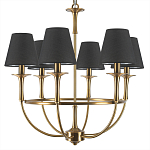 Люстра на металлическом основании бронзового цвета с 6-ю черными конусовидными абажурами Dignity варинант исполнения - 6 | Loft Concept в Костроме