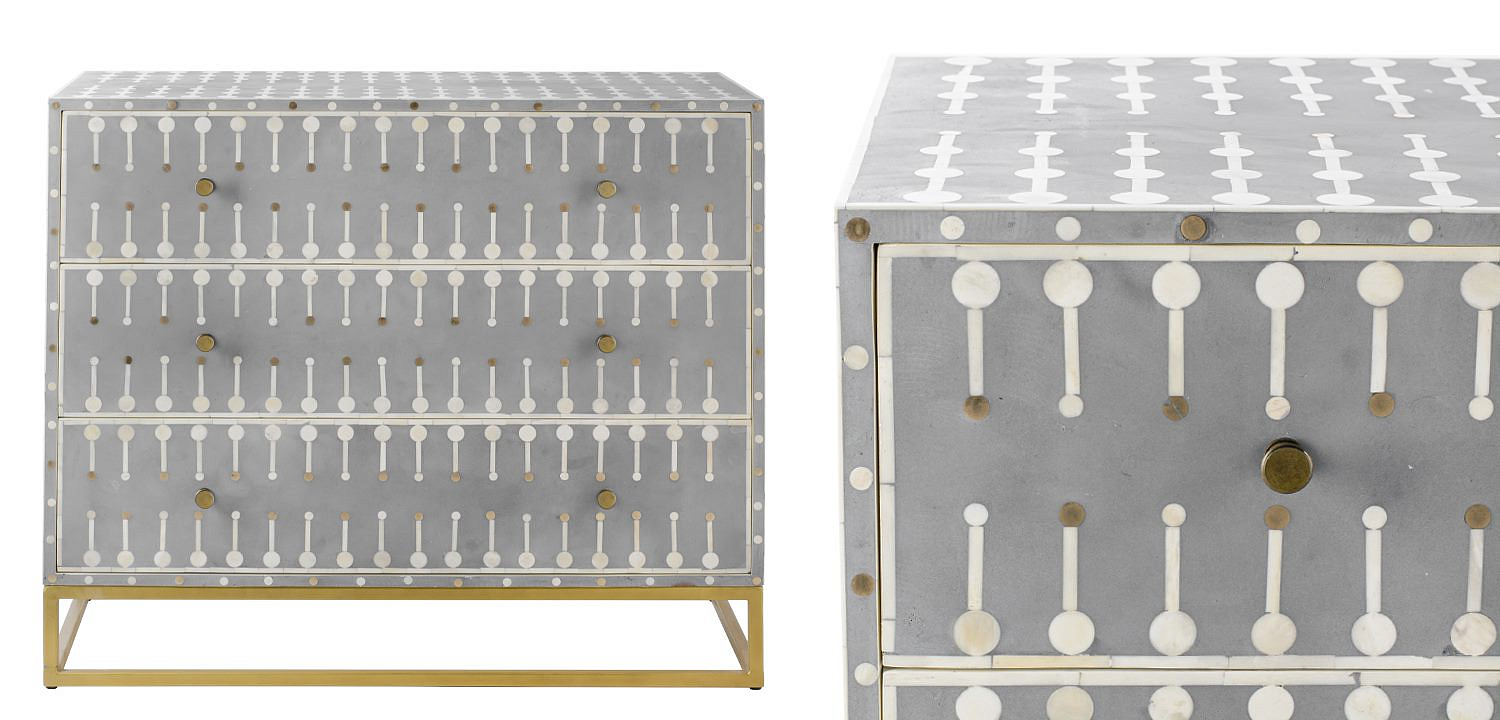 Комод серый кость BONE INLAY 3 DRAWER Комод серый кость BONE INLAY 3 DRAWER - Loft-Concept в Костроме