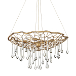 Люстра подвесная золотого цвета с металлическим сетчатым основанием и стеклянными каплевидными подвесками Hinkley варинант исполнения - 1 | Loft Concept в Костроме
