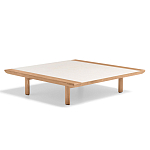 Дизайнерский кофейный стол из дерева с керамической столешницей уличный SWAY Coffee Table варинант исполнения - 6 | Loft Concept в Костроме