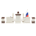 Настольный письменный набор из мрамора и лемезита с гербом и флагом России Marble Accessory варинант исполнения - 6 | Loft Concept в Костроме