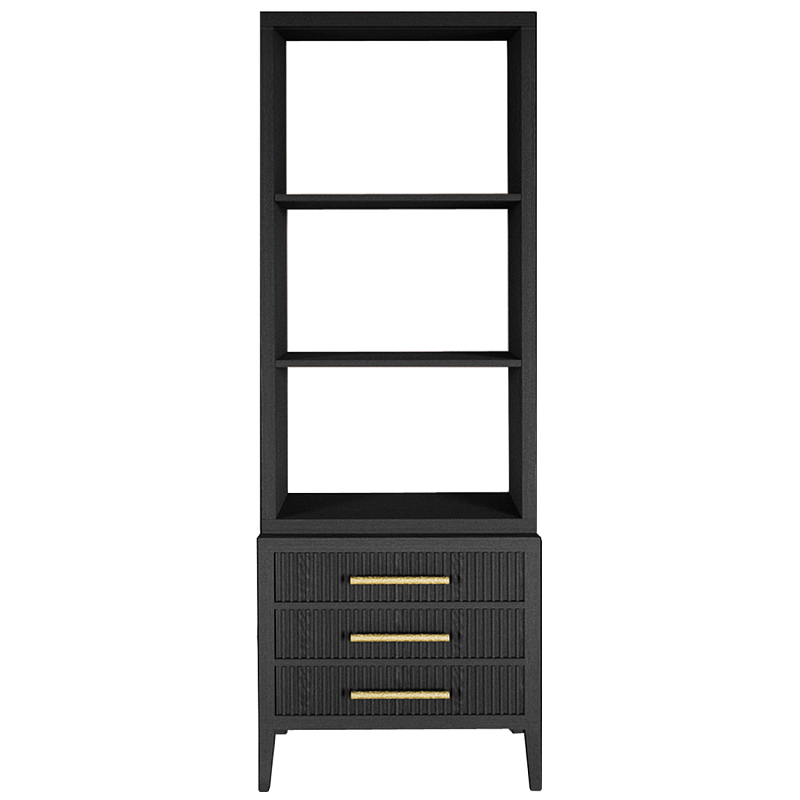 Этажерка Primo с ящиками шпон Черный дуб Черный Золотой в Костроме | Loft Concept 