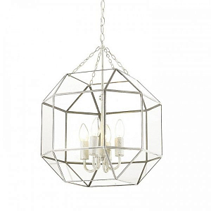 Подвесной светильник Glass & Metal Cage Pendant White 4