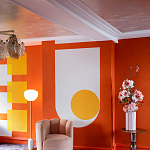 Обои ручная роспись Chez Nina by India Mahdavi Lantana colourway on Arancio dyed silk варинант исполнения - 5 | Loft Concept в Костроме