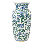 Ваза с зелено-голубым цветочным узором на белом фоне 61 см Blue & White Ornament варинант исполнения - 1 | Loft Concept в Костроме