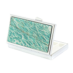 Таблетница карманная прямоугольная на 7 отделений с зеркалом и накладкой из натурального камня Амазонит Silver Stone Pillboxes варинант исполнения - 2 | Loft Concept в Костроме