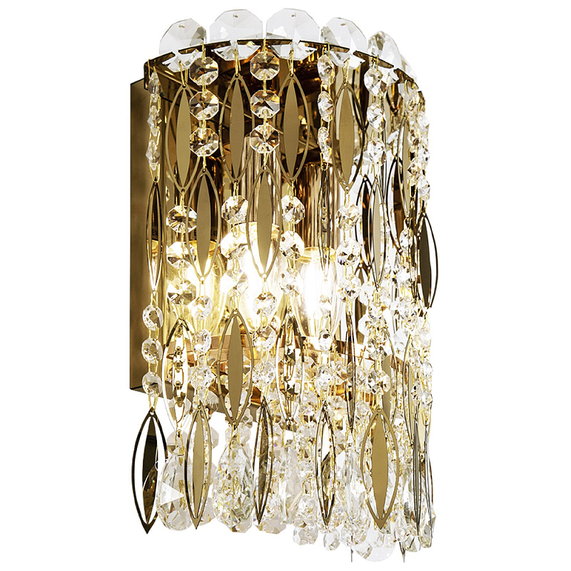 Бра с металлическими и хрустальными подвесками Bonnay Crystal Wall Lamp Прозрачное Стекло Золотой Бра с металлическими и хрустальными подвесками Bonnay Crystal Wall Lamp Прозрачное Стекло Золотой в Костроме | Loft Concept
