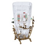 Ваза стеклянная прозрачная с бронзовым основанием в виде ветвей и фарфоровыми птичками Eden Garden варинант исполнения - 2 | Loft Concept в Костроме