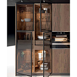 Комбинированный кухонный гарнитур сине-серого цвета с фасадом под дерево Benjamin Kitchen Set варинант исполнения - 3 | Loft Concept в Костроме