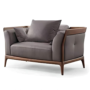 Кресло большое c каркасом из массива дерева Walnut Armchair