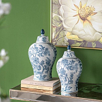 Ваза с крышкой и голубым цветочным рисунком на белом фоне Blue & White Ornament варинант исполнения - 6 | Loft Concept в Костроме