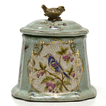 Шкатулка голубого цвета с рисунком и состаренным эффектом Eden Garden варинант исполнения - 1 | Loft Concept в Костроме