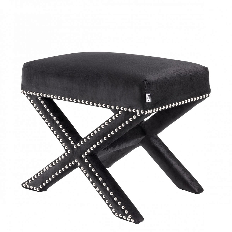 Оттоманка Eichholtz Stool Perugia Black Черный Никель Оттоманка Eichholtz Stool Perugia Black Черный Никель в Костроме | Loft Concept