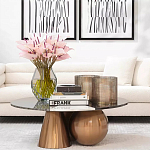 Дизайнерский журнальный стол с круглой столешницей на 3-х геометрических ножках Lehumod варинант исполнения - 4 | Loft Concept в Костроме