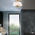 Подвесной светильник золотого цвета с полусферическим опаловым плафоном и декоративным элементом Elstead Lighting варинант исполнения - 9 | Loft Concept в Костроме