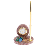 Часы настольные с шариковой металлической ручкой из натурального камня Stone Clock варинант исполнения - 4 | Loft Concept в Костроме