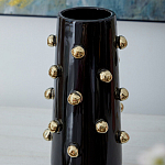 Ваза черная цилиндрическая с глянцевым покрытием и золотыми декоративными элементами Molecule Collection варинант исполнения - 2 | Loft Concept в Костроме