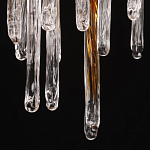 Люстра линейная золотого цвета с декоративными ветвями и длинными стеклянными подвесками в форме сосулек Droplet Chandelier варинант исполнения - 9 | Loft Concept в Костроме