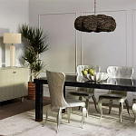 Круглая люстра волнистой формы с декором из круглых деревянных бусин коричневая Brown Wooden Beads Chandelier варинант исполнения - 4 | Loft Concept в Костроме