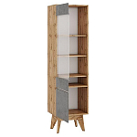 Шкаф-витрина с фасадом цвета серый бетон и стеклянной дверкой Grace of Furniture варинант исполнения - 2 | Loft Concept в Костроме