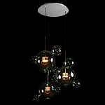 Люстра подвесная с прозрачными бирюзовыми стеклянными шарами и круглым основанием 3 лампы Giopato & Coombes варинант исполнения - 4 | Loft Concept в Костроме