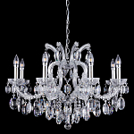 Люстра подвесная с 8-ю лампочками и прозрачными хрустальными подвесками на хромированном основании Crystal lamps варинант исполнения - 1 | Loft Concept в Костроме