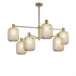 Люстра потолочная с абажурами из металлической сетки Loft Grid Pendant Gold варинант исполнения - 1 | Loft Concept в Костроме