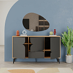 Комод цвета древесины с 3-мя дверцами и выдвижным ящиком темно-серого цвета SPARK CONSOLE OAK ANTHRACITE варинант исполнения - 2 | Loft Concept в Костроме