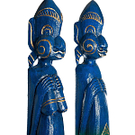 Комплект из 2-х деревянных статуэток Asmat Statuettes Blue Green варинант исполнения - 6 | Loft Concept в Костроме